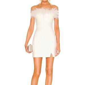Likely Katy Mini Feather Dress White Strapless Size 8